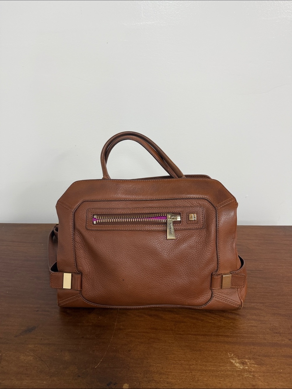 Botkier Brown Leather Satchel with Gold Hardware